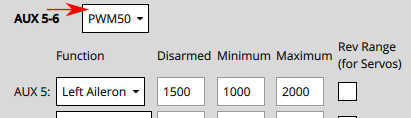 Control Surface Disarmed 1500 Setting