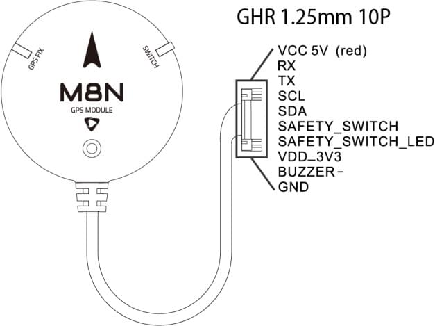 Holybro M8N with Pixhawk GPS1 connector
