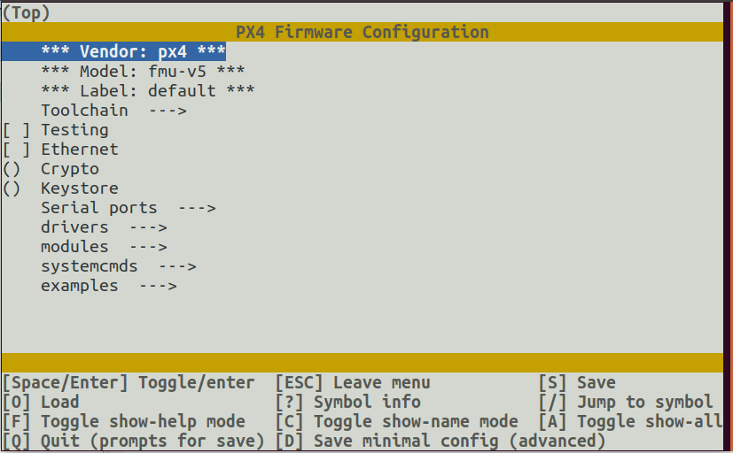 menuconfig GUI interface