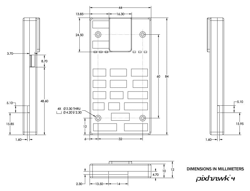 Pixhawk 4 크기