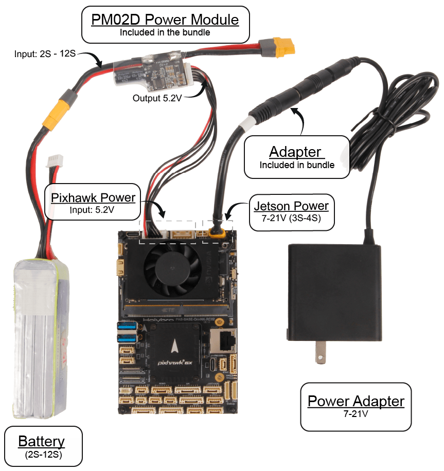 Power wiring - Battery and power adapter