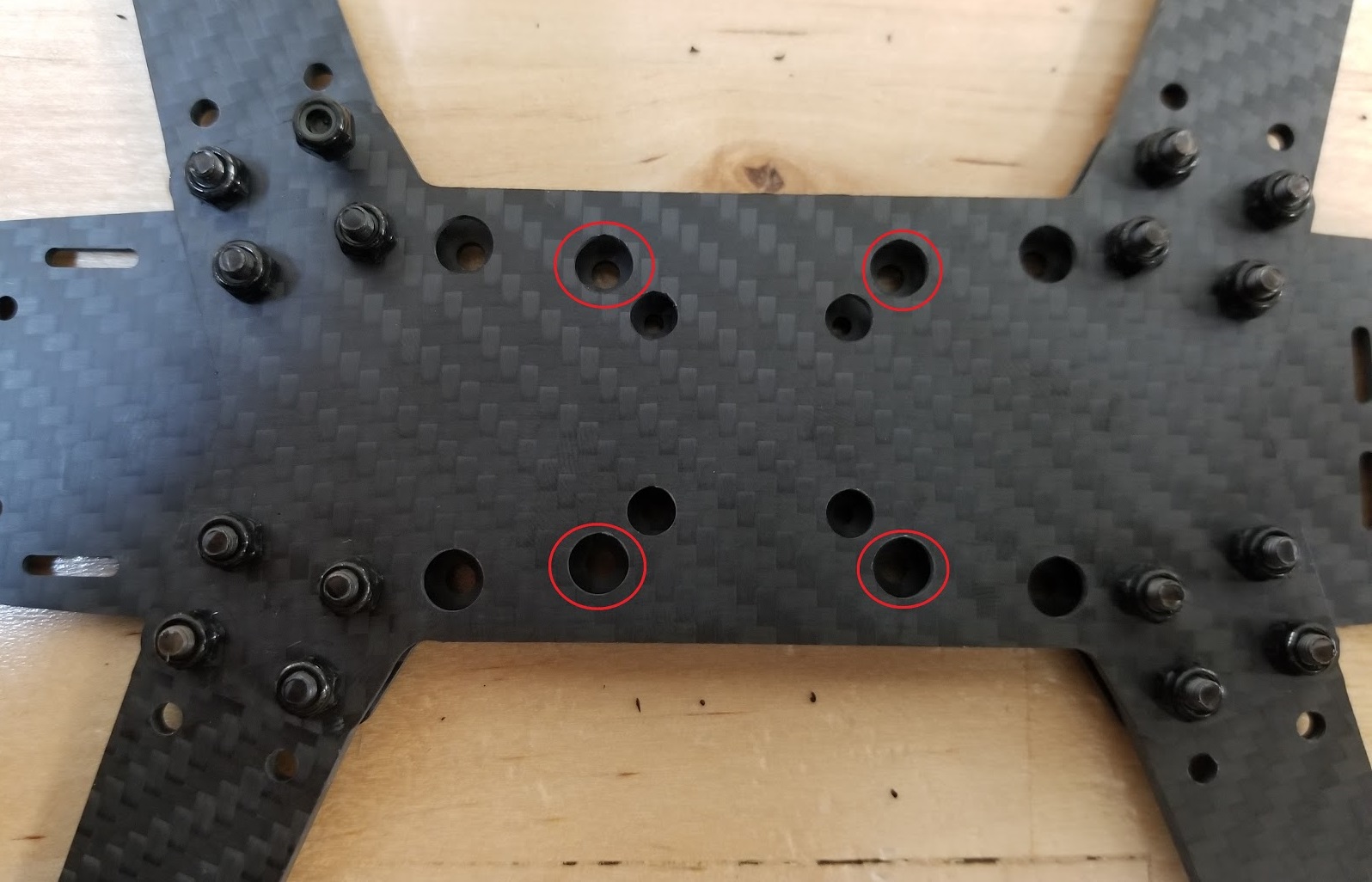 QAV250 Add nuts to 15mm screws and put  plastic nuts in holes