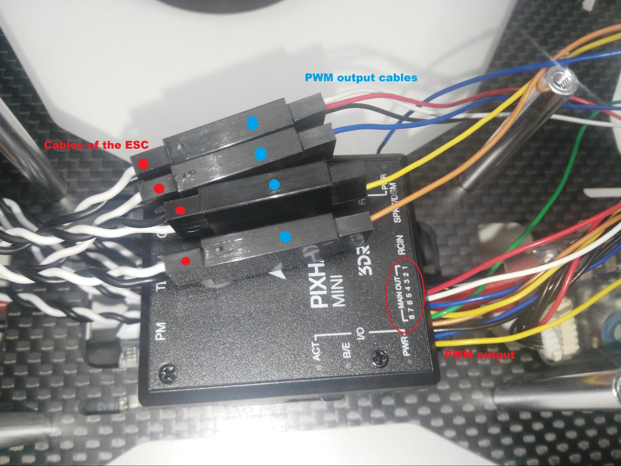 Connect Pixhawk to QAV250 ESCs using PWM cable
