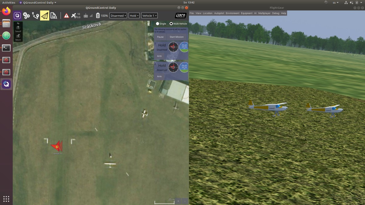 Multi-vehicle simulation using PX4 SITL and FlightGear
