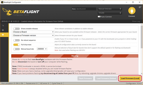 Betaflight Configurator - Local Firmware