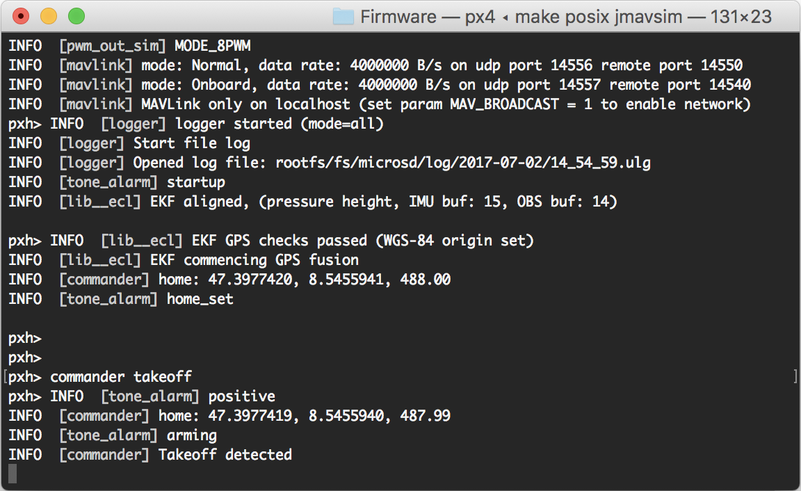 PX4 Console (jMAVSim)