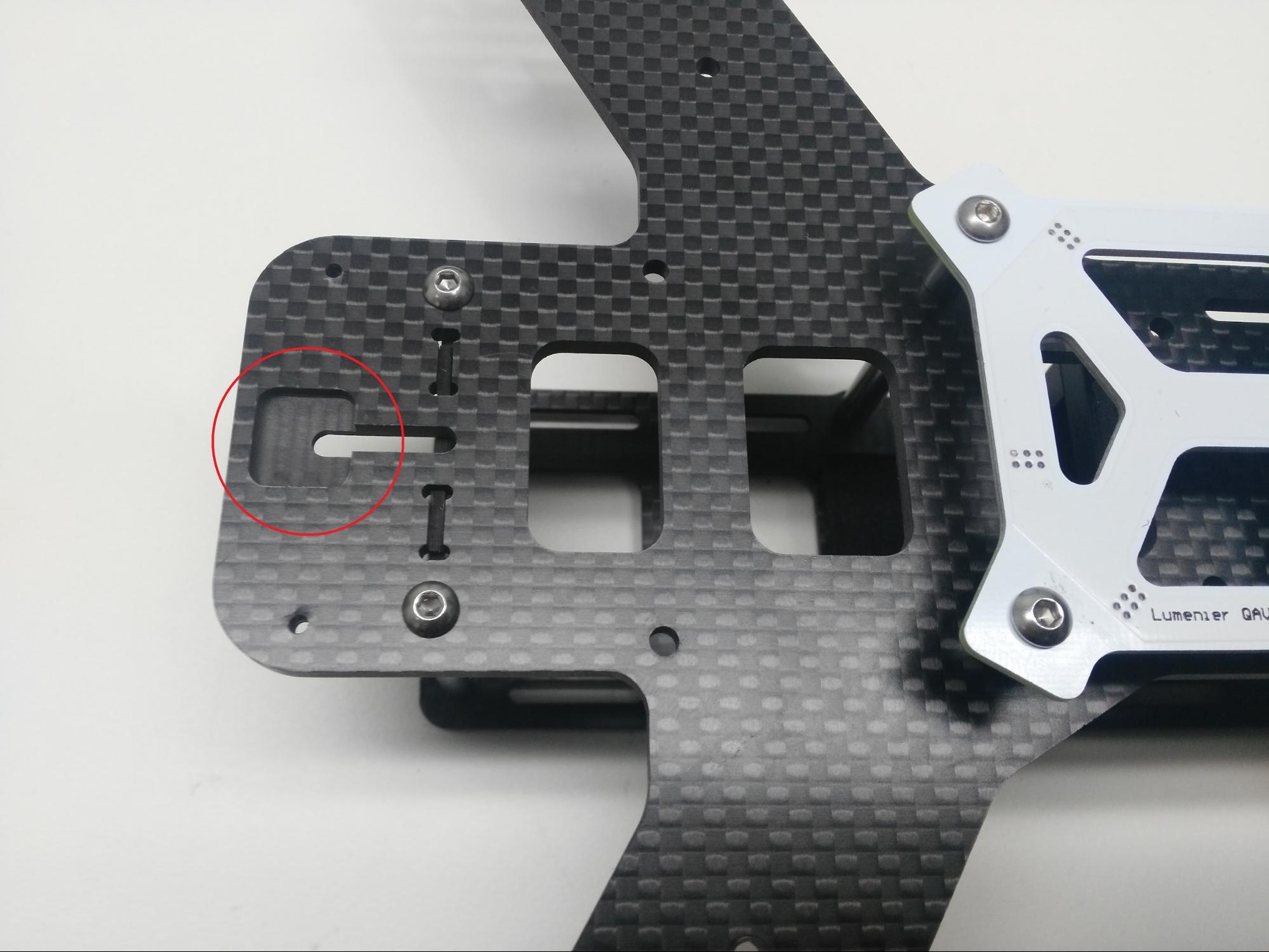 Diagram indicating which side is bottom of QAV250 frame plate