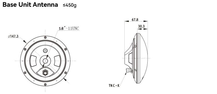 Base unit antenna: physical dimensions