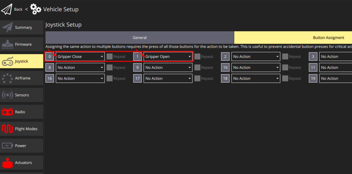 Gripper action mapping