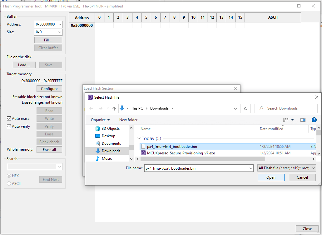 Flash bootloader through Secure provisioning - Step 10