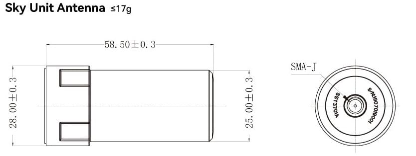 Sky unit antenna: physical dimensions