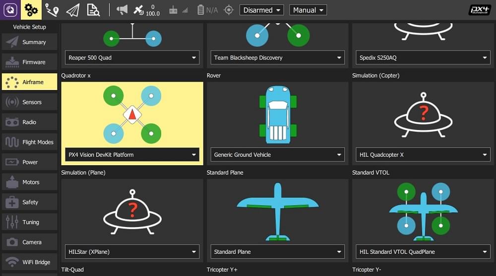 Airframe Selection - PX4 Vision DevKit